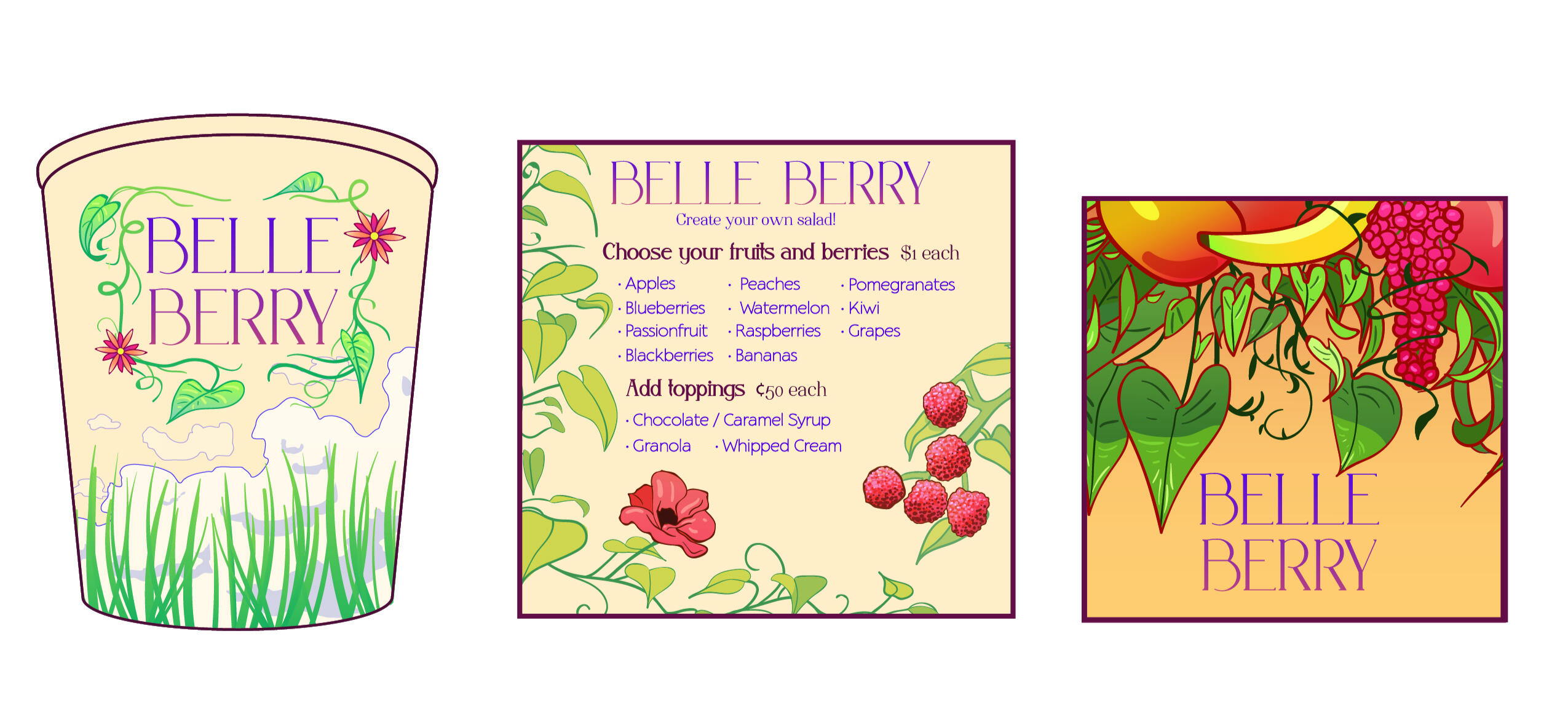 Cup, sign and napkin designs